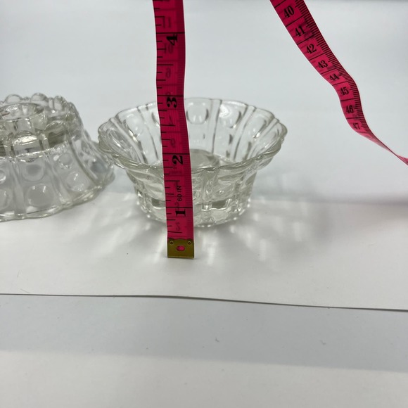 Vintage Clear Pressed Glass Bubble Candle Holders Textured 2 Piece Victorian - Picture 5 of 6